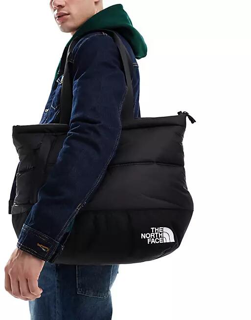 The North Face Nuptse down fill puffer tote bag in black Cover