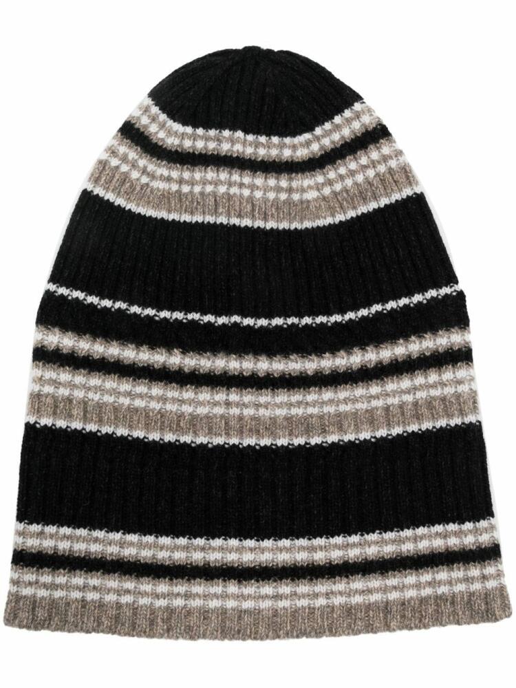 Barrie cashmere striped beanie hat - Black Cover