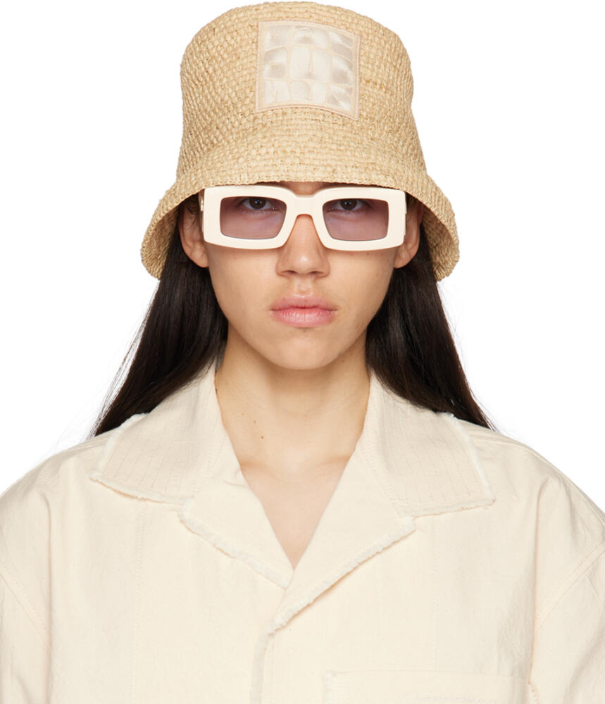 JACQUEMUS Beige Le Raphia 'Le Bob Ficiu' Hat Cover