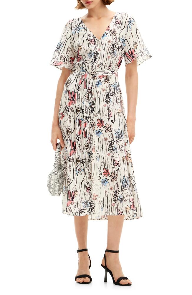 Desigual Camisero Blanco Floral Print Dress in White Cover