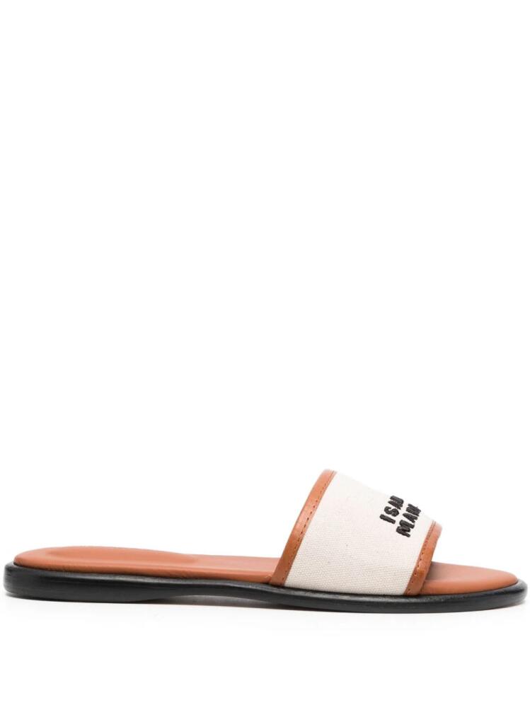 ISABEL MARANT Vikee logo cotton slides - Neutrals Cover