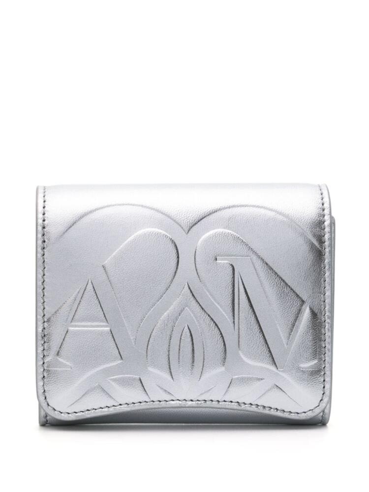 Alexander McQueen tri-fold metallic leather wallet - Silver Cover