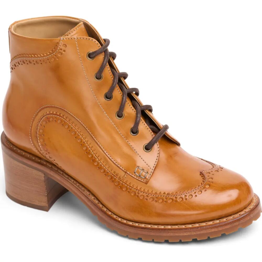 The Office of Angela Scott Miss Willa Lace-Up Wingtip Bootie in Veg Tan Cover