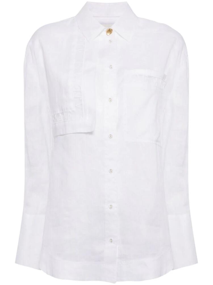 Aje logo-embroidered linen shirt - White Cover