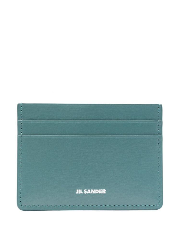 Jil Sander logo-print leather cardholder - Blue Cover