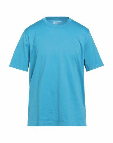 Fedeli Man T-shirt Azure Cotton Cover