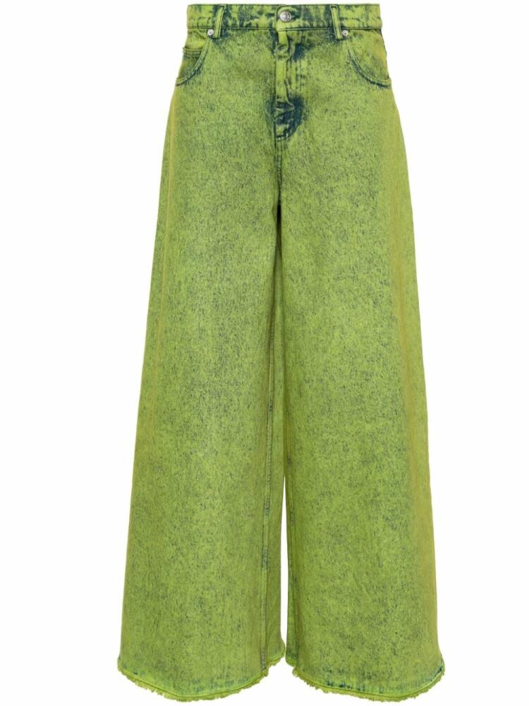 Marni garment-dyed wide-leg jeans - Green Cover