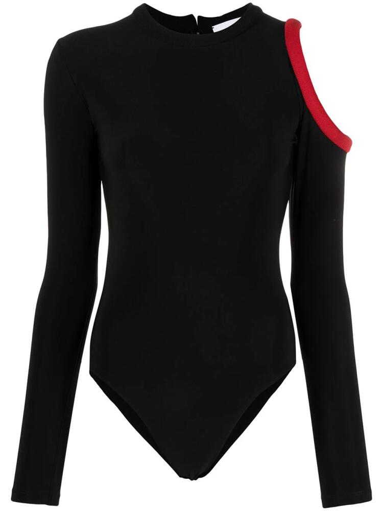 Atu Body Couture ghosting bodysuit with cut-away shoulder - Black Cover