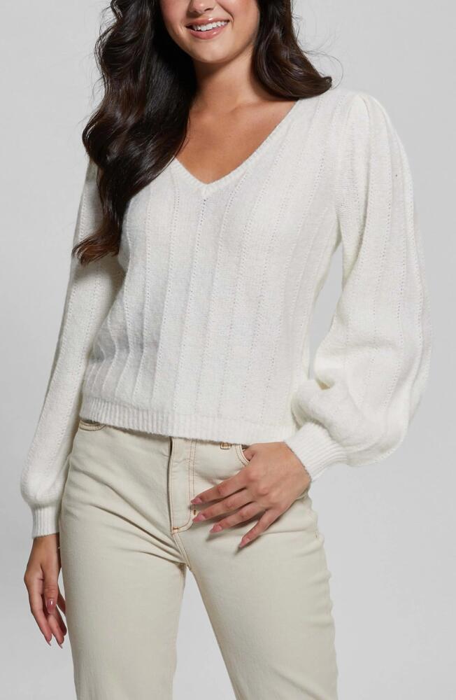 GUESS Madeline Pointelle Detail Sweater in Dove White Cover