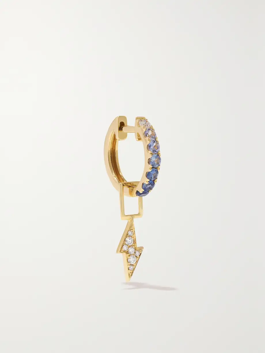 Robinson Pelham - Bolt Earwish 14-karat Gold, Sapphire And Diamond Single Hoop Earring - One size Cover