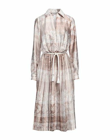 Ermanno Firenze Woman Midi dress Beige Polyester, Viscose, Polyamide, Cotton Cover