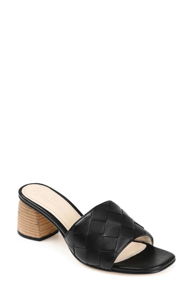 Journee Signature Kellee Woven Leather Sandal in Black Cover