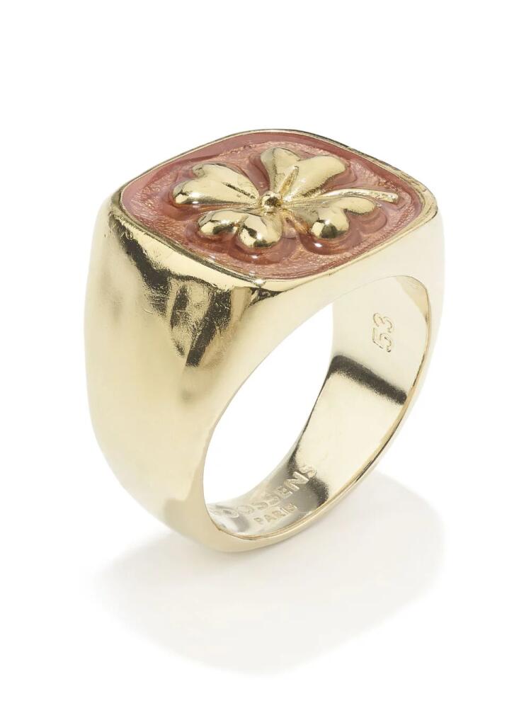 Goossens Talisman clover signet ring - Pink Cover