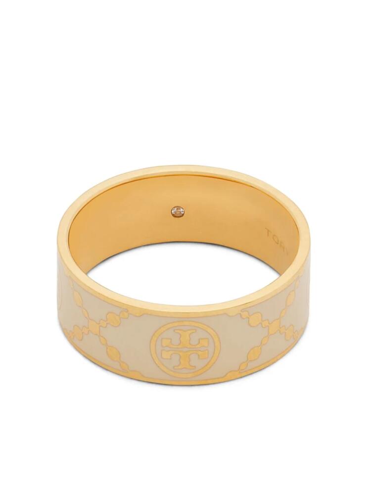 Tory Burch Double T enamel-detail ring - Gold Cover