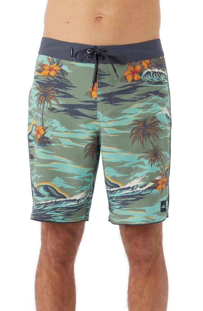 O'Neill Hyperfreak Mysto Scallop Board Shorts in Sage Cover