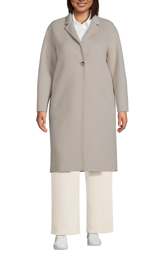 Lands' End Plus Size Wool Top Coat in Dusk Gray Cover