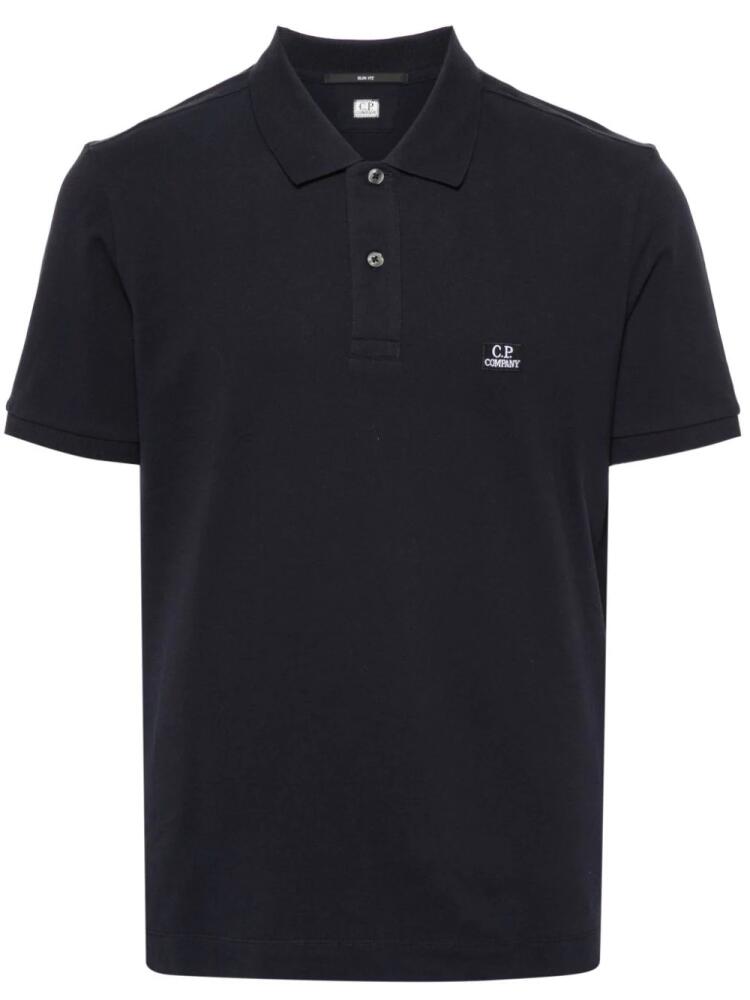 C.P. Company embroidered-logo cotton polo shirt - Blue Cover