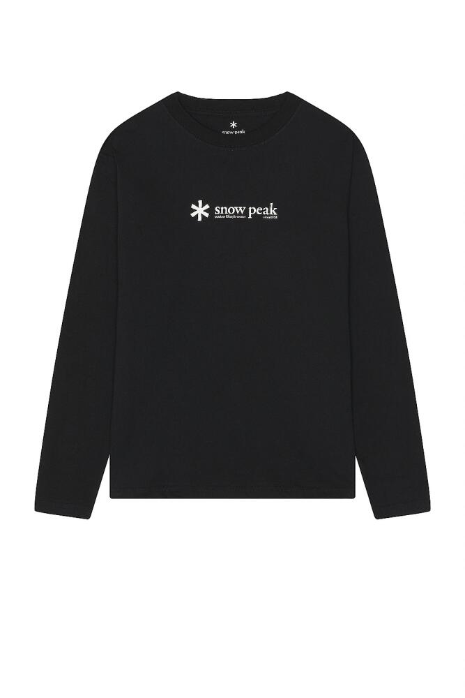 Snow Peak Soft Cotton Logo Long Sleeve T-Shirt in Black Cover