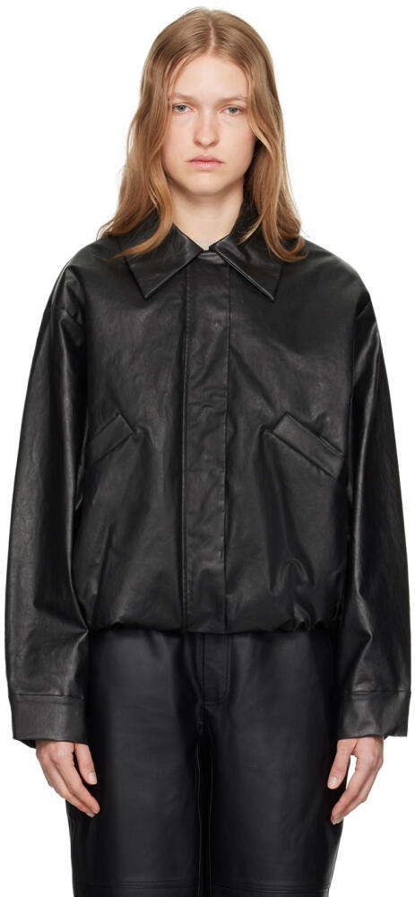 KASSL Editions Black Short Oil Bomber Jacket Cover