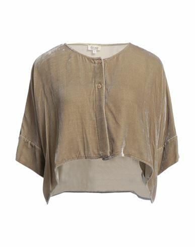 Her Shirt Her Dress Woman Shirt Khaki Viscose, Silk Cover