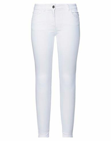 Nenette Woman Pants White Cotton, Elastomultiester, Elastane Cover