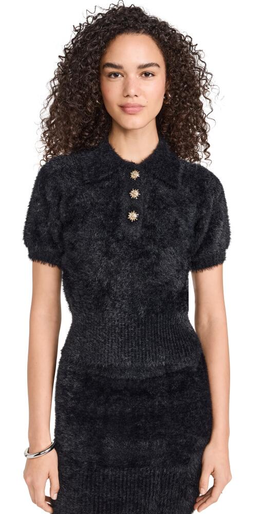 endless rose Fuzzy Jewel Sweater Top Black Cover