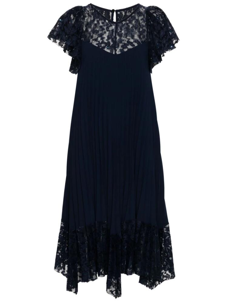 NISSA lace-panelled midi dress - Blue Cover