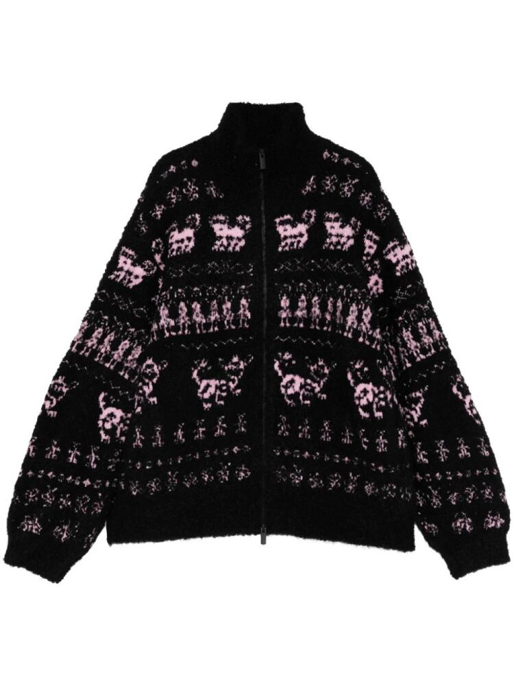 JNBY jacquard zip-up cardigan - Black Cover