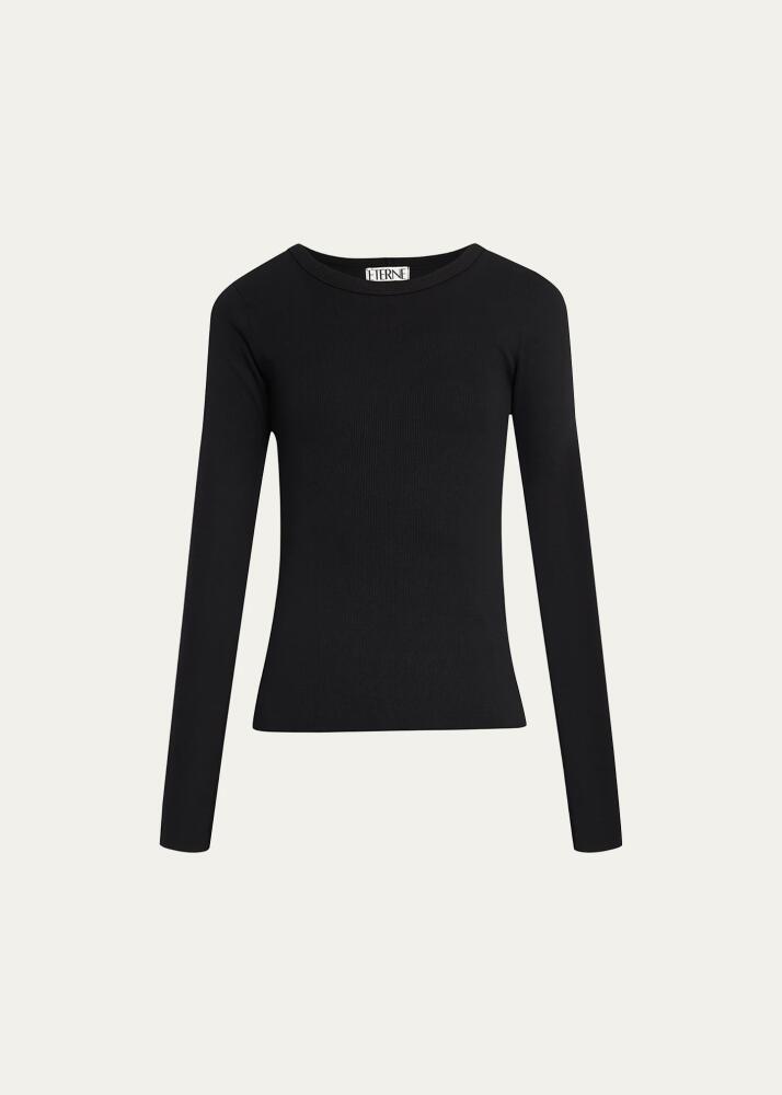 Eterne Long-Sleeve Fitted Crewneck Top Cover