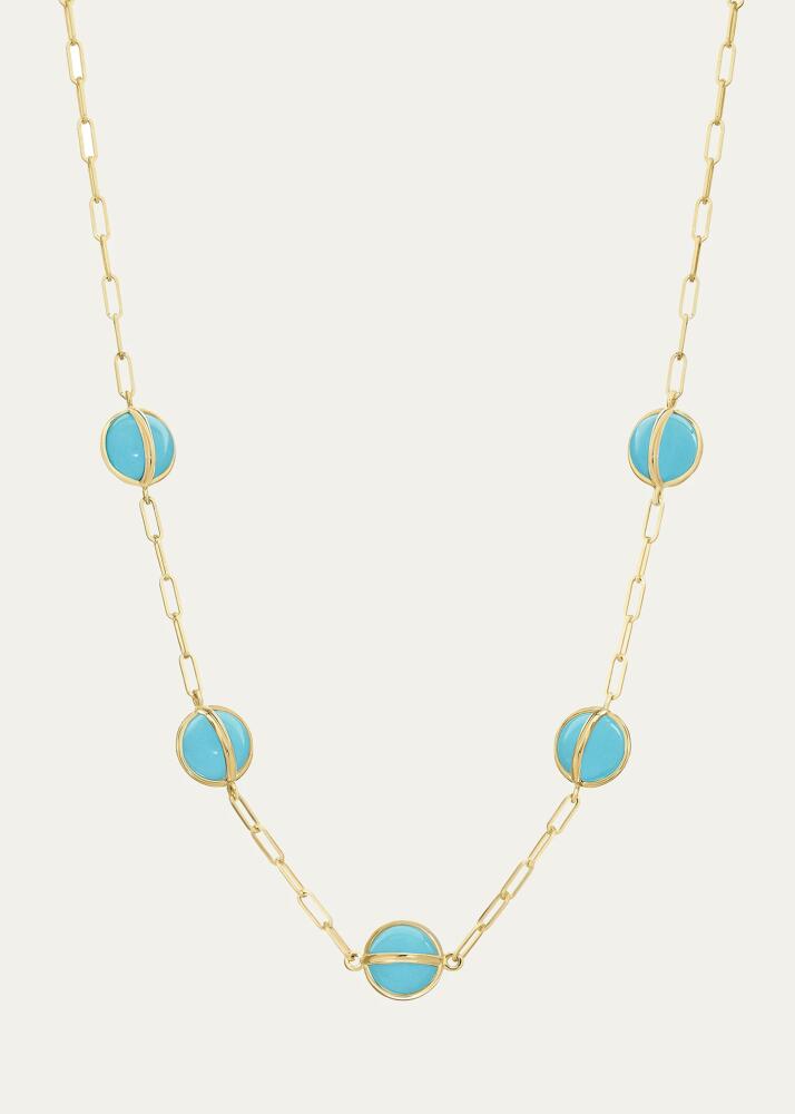 L. Klein Celeste 18k Gold & Turquoise Paperclip Chain Necklace Cover