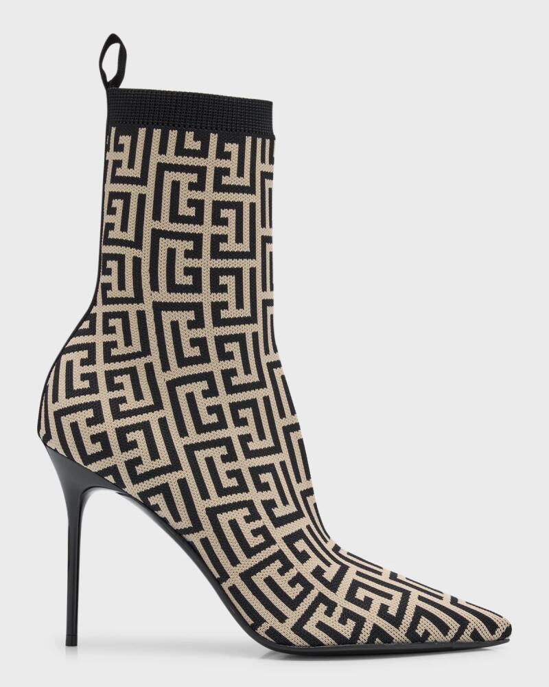 Balmain Skye Monogram Sock Ankle Booties Cover