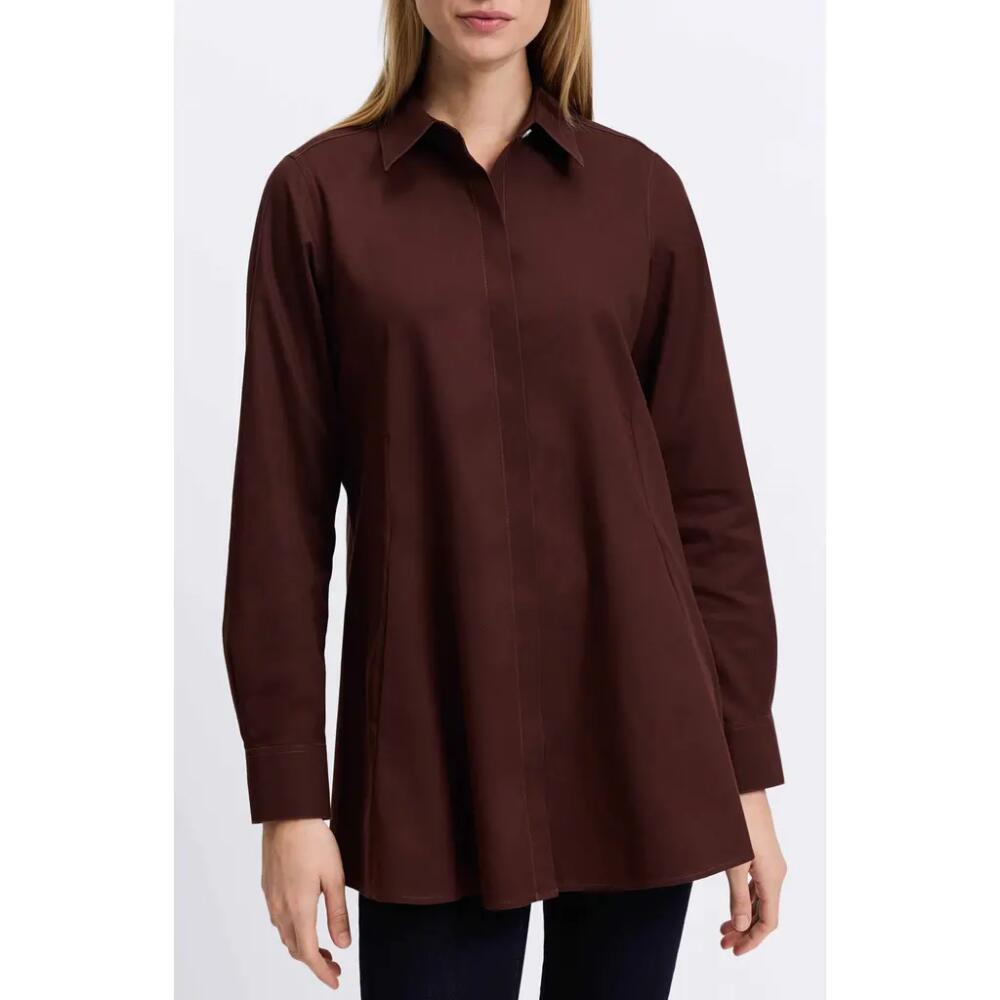 Foxcroft Cici Non-Iron Tunic Blouse in Chicory Coffee Cover