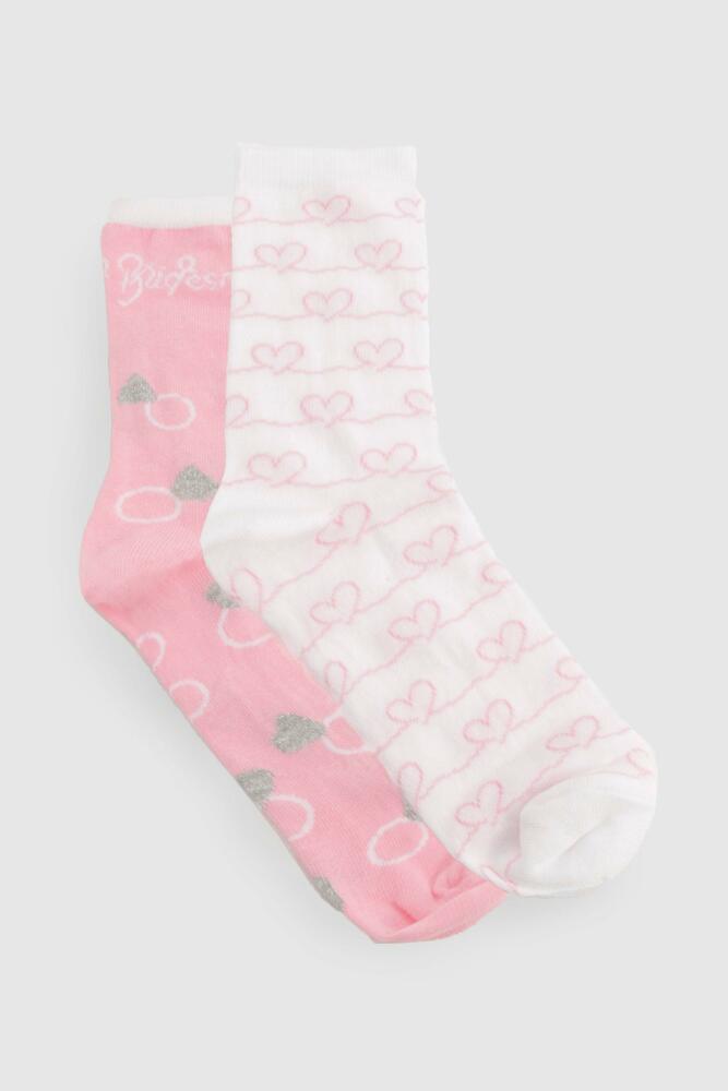 boohoo Womens Bridesmaid 2 Pack Socks - Pink Cover