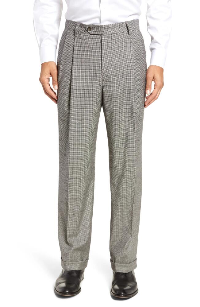 Berle Touch Finish Pleated Houndstooth Classic Fit Stretch Wool Dress Pants in Black/White Cover