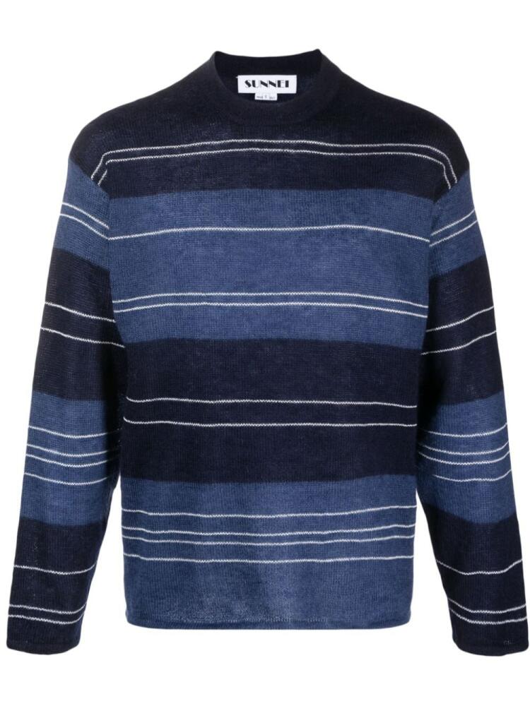 Sunnei striped patterned intarsia-knit jumper - Blue Cover