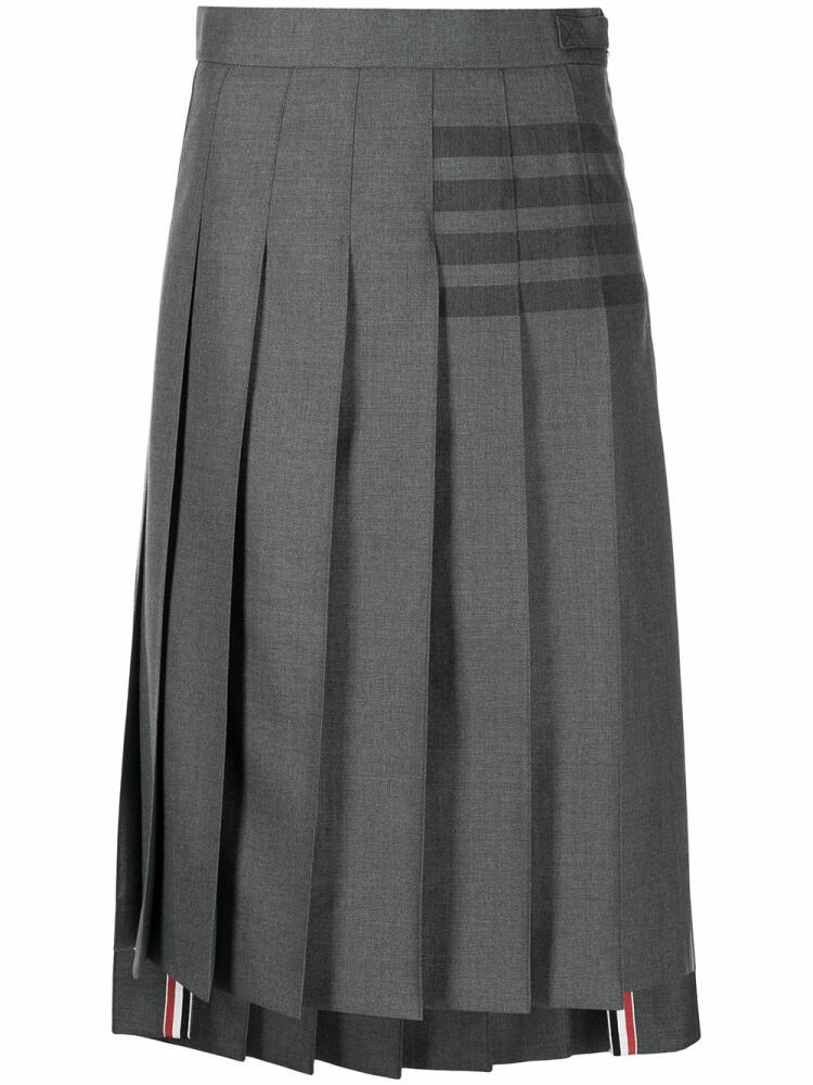 Thom Browne 4-Bar stripe pleated skirt - Grey Cover