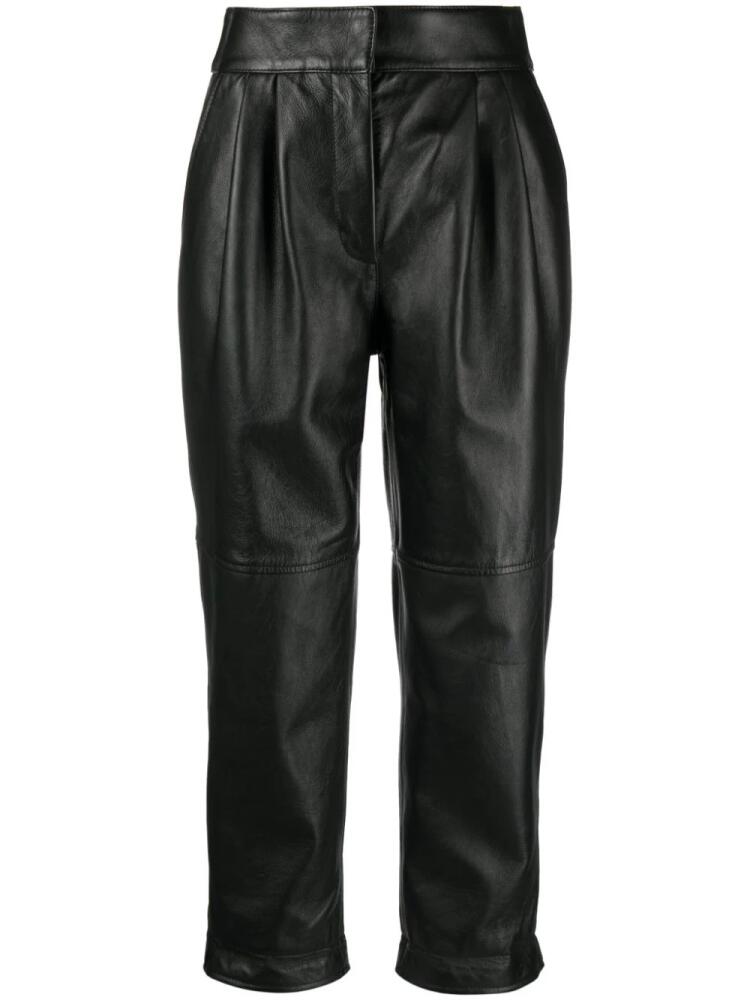 Moschino high-waist leather cropped trousers - Black Cover