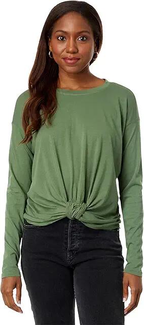 bobi Los Angeles Knot Front Detail Long Sleeve Tee (Sprout) Women's Clothing Cover