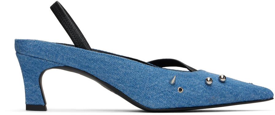 Justine Clenquet Blue Joy Denim Slingback Heels Cover