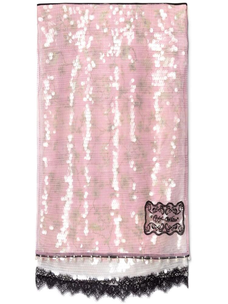 Off-White Ramage sequined midi skirt - Pink Cover