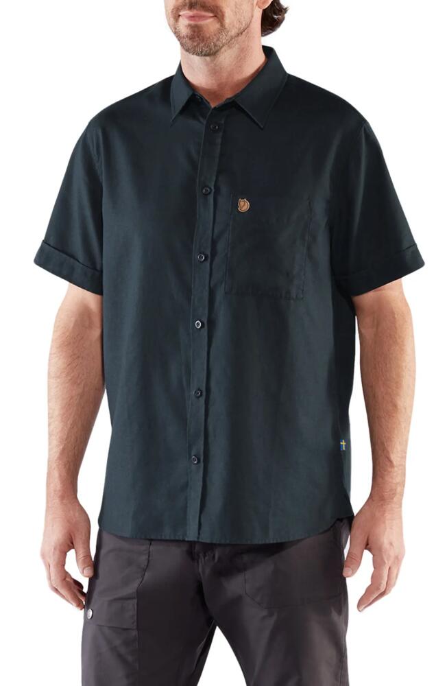 Fjällräven Ovik Travel Short Sleeve Button-Up Shirt in Dark Navy Cover