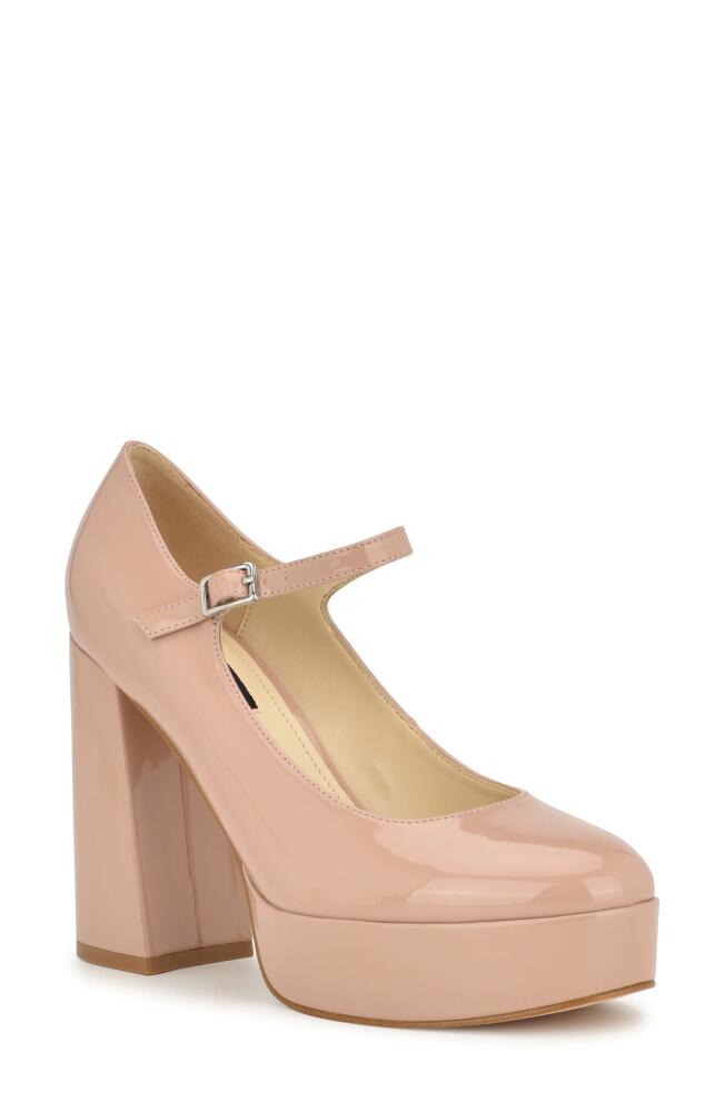 Nine West Pretz Mary Jane Platform Pump in Light Natural Cover