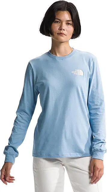 The North Face Long Sleeve Hit Graphic Tee (Steel Blue/White Dune) Women's Clothing Cover