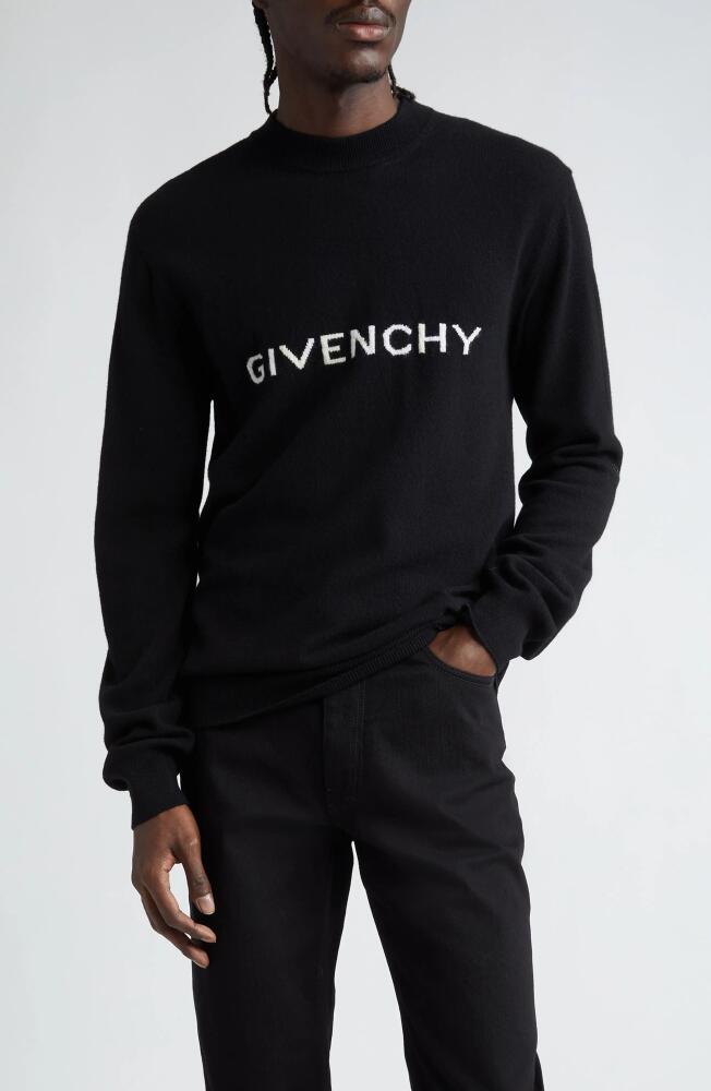 Givenchy Archetype Logo Intarsia Wool Crewneck Sweater in Black Cover