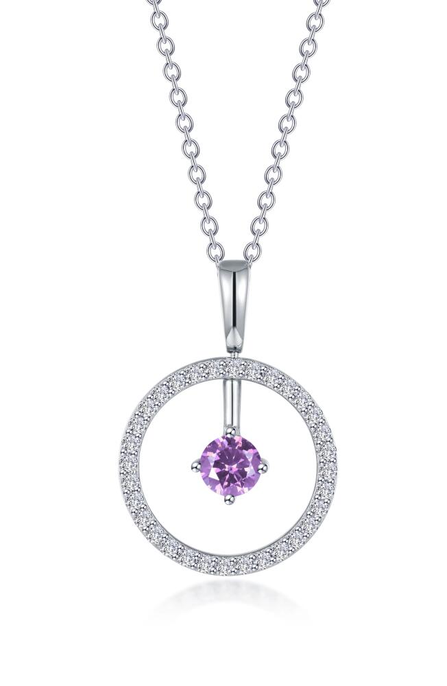 Lafonn Simulated Diamond Lab-Created Birthstone Reversible Pendant Necklace in Purple/June Cover