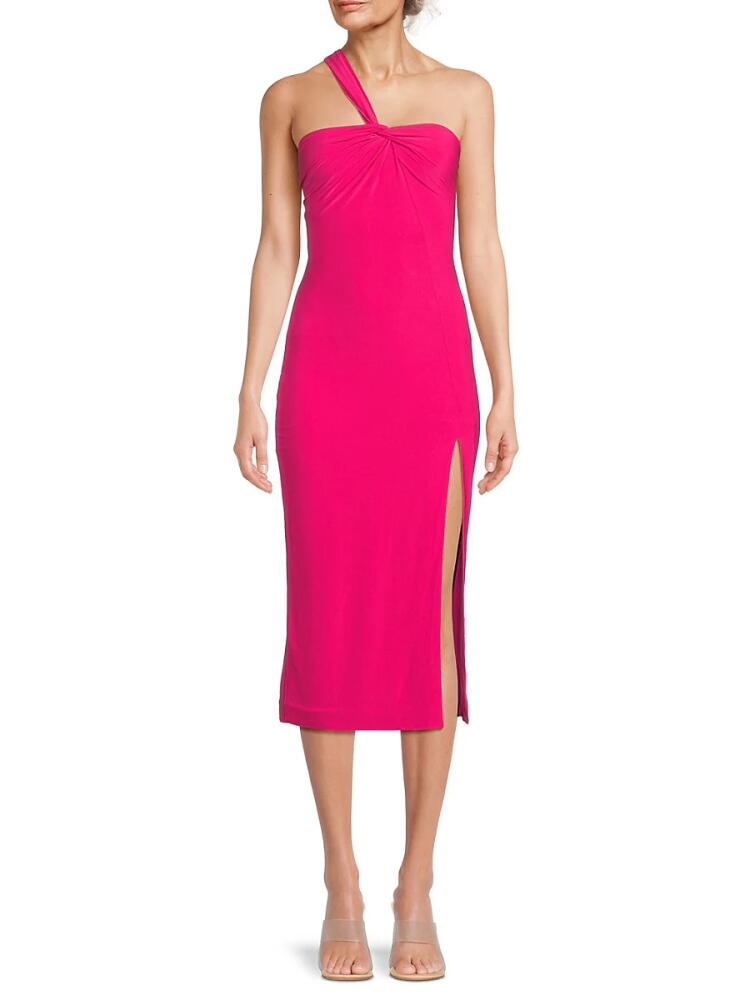 BCBGMAXAZRIA Women's Asymmetric Midaxi Bodycon Dress - Bright Rose Cover