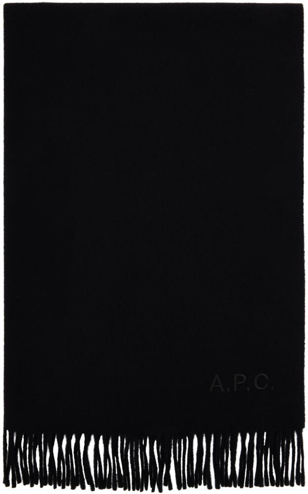 A.P.C. Black Alix Embroidered Scarf Cover