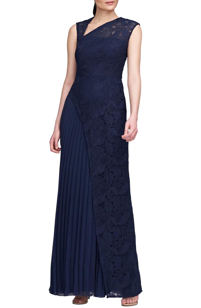 Kay Unger Dianna Lace Pleated Gown in Dark Midnight Cover