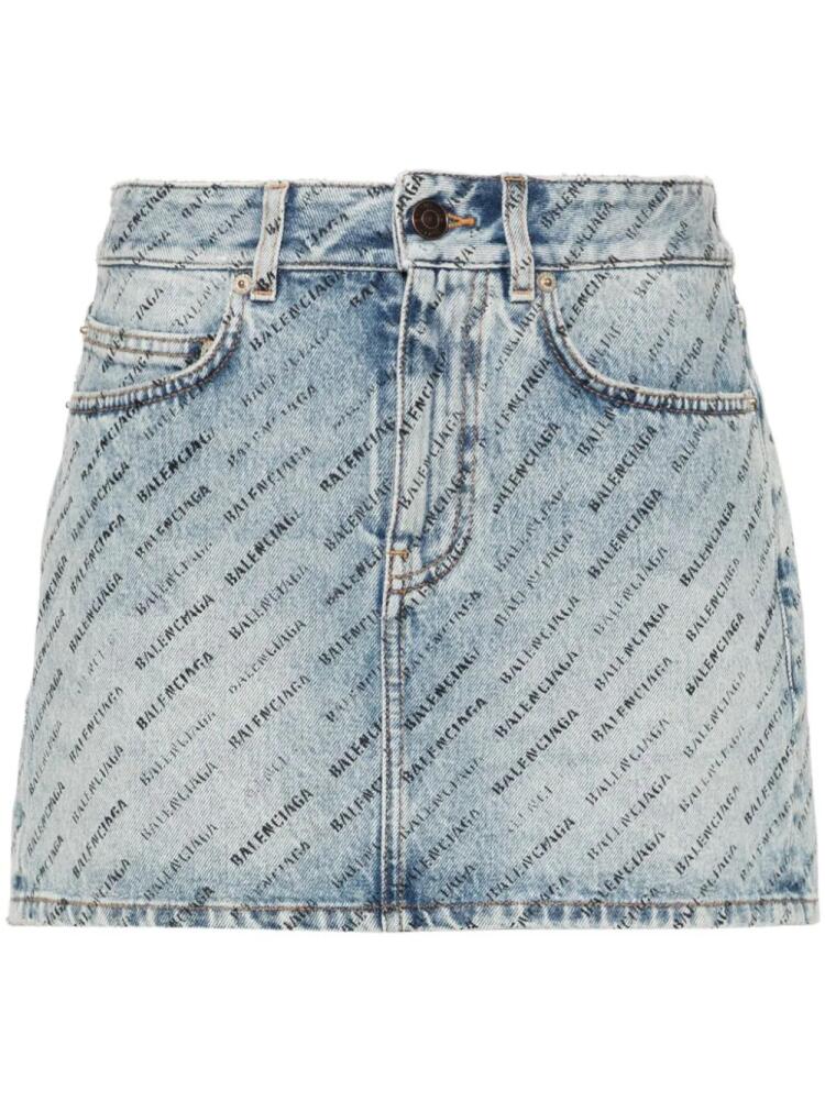 Balenciaga logo-print denim mini skirt - Blue Cover