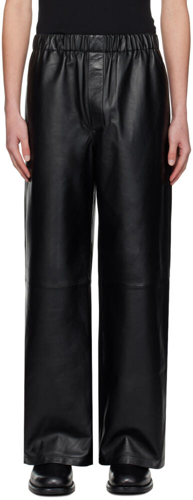 Ludovic de Saint Sernin Black Elasticized Leather Pants Cover